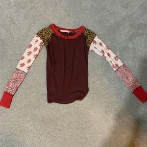 We the free mixed pattern sweater
